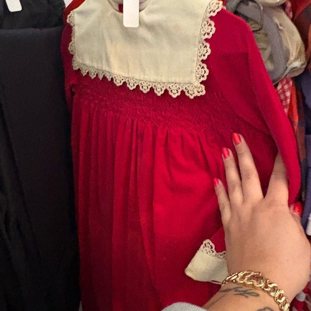 Red Dress with Lace Trim